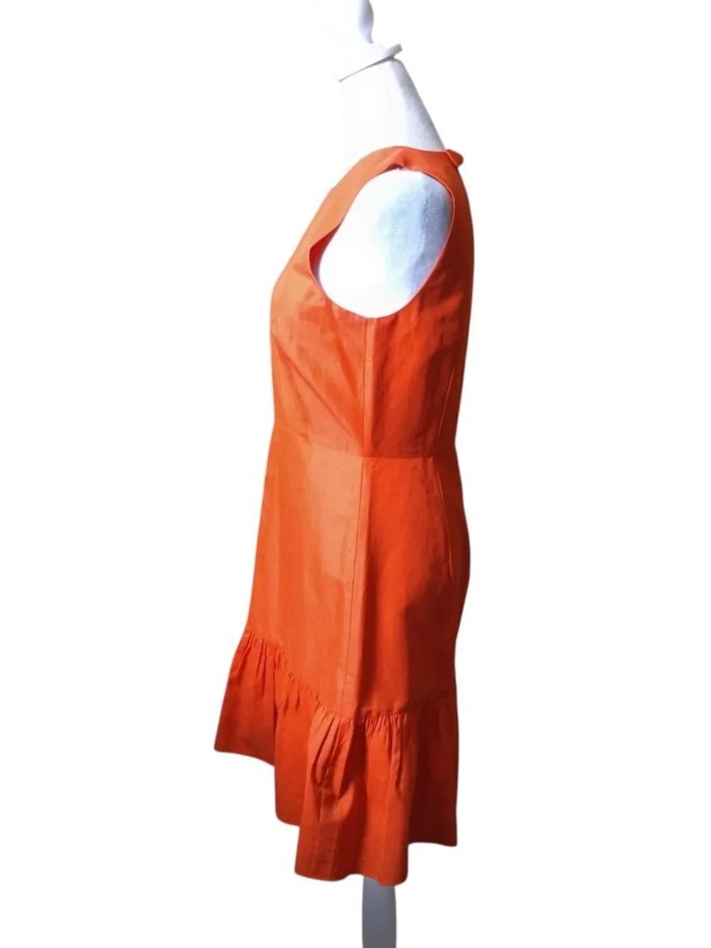 J. Crew Silk Blend Orange Dress Size 4 Peplum Ruffle Hem Sleeveless Preppy